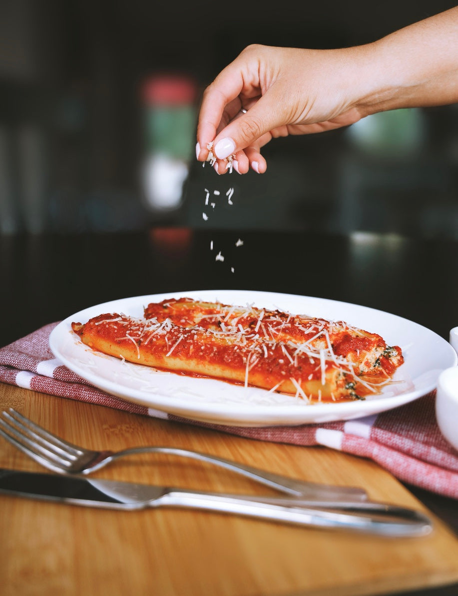 Hand rolled Manicotti